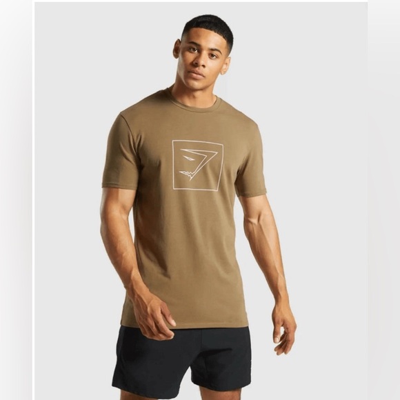 Gymshark Other - Gym Shark Outline T-shirt Khaki Size Medium